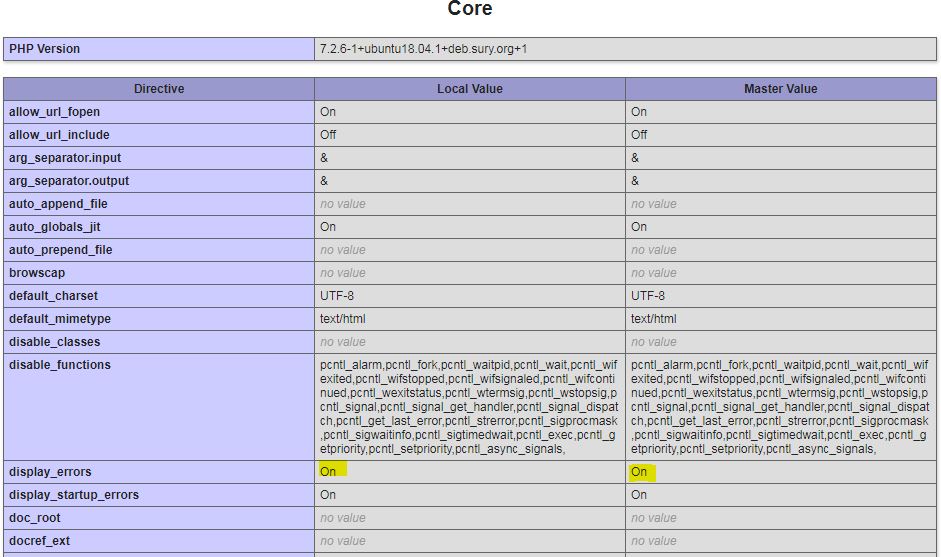 phpinfo before user ini upload