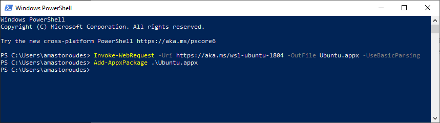 PowerShell Invoke WebRequest and Add AppxPackage to Enable Windows Subsystem for Linux